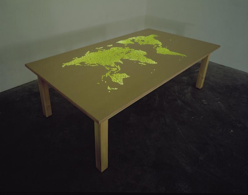 Mona Hatoum, Plotting Table, 1998, wood, MDF, UV lights and paint, Arts Council Collection, Southbank Centre, London © the artist